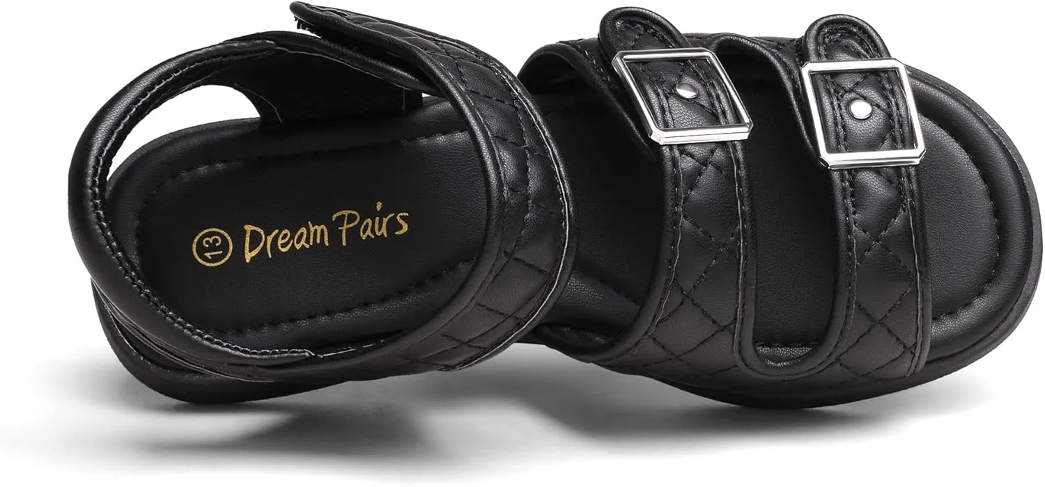 DREAM PAIRS Girls Sandals Open Toe Summer Shoes with Adjustable Strap Buckle Toddler/Little Kid