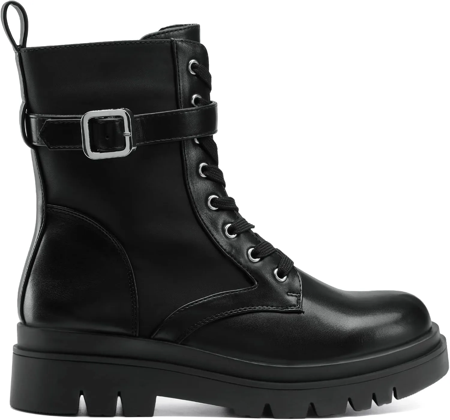 DREAM PAIRS Women's Chelsea Platform Combat Boots Lace Up Lug Sole Buckle Ankle Booties Shoes
