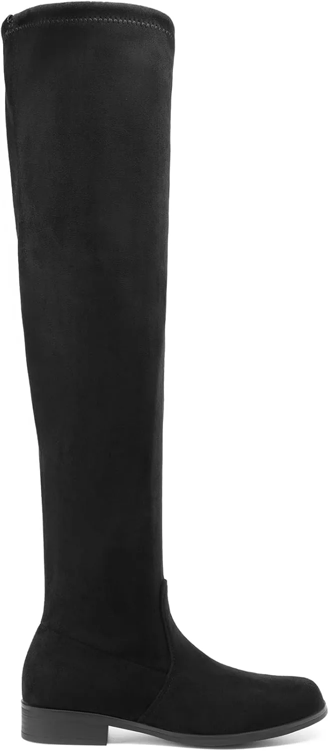 DREAM PAIRS Women's Thigh High Boots Low Block Heel Casual Fashion Over the Knee Boots