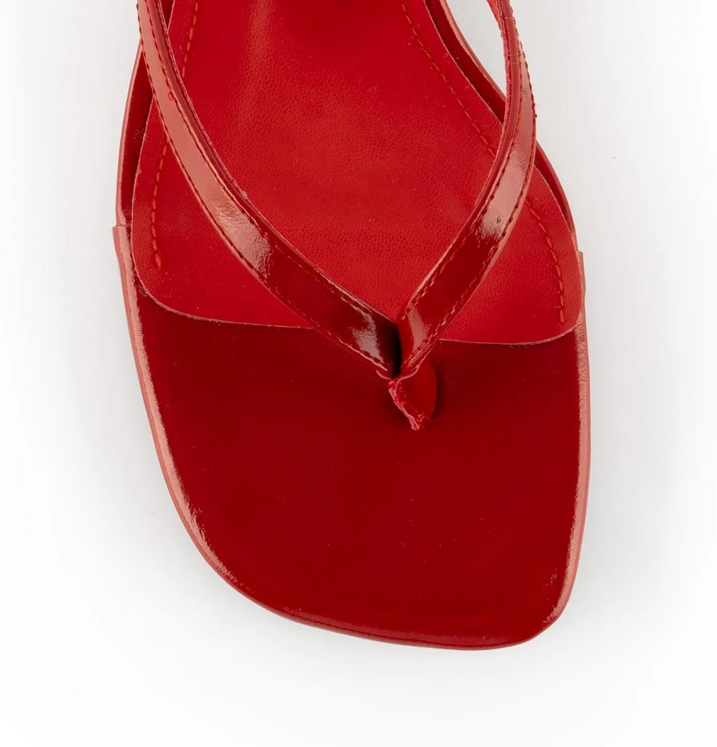 DREAMCIA Square Toe Thong Heeled Sandals Stiletto Slip On Kitten Slingback Flip Flop Heels Slides Summer