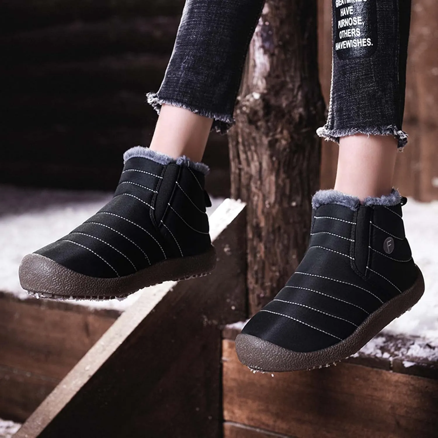 Eliogn Boys Girls Snow Boots Winter Warm High-Top Shoes Outdoor Sports Non-Slip Hiking Shoes Winter Shoes Antiskid Boots for Kids