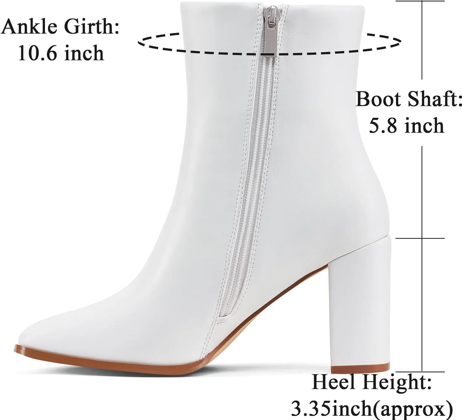 Elisabet Tang Women Ankle Boots 3 Inch Chunky Heel Side Zipper Ankle Booties with Square Toe