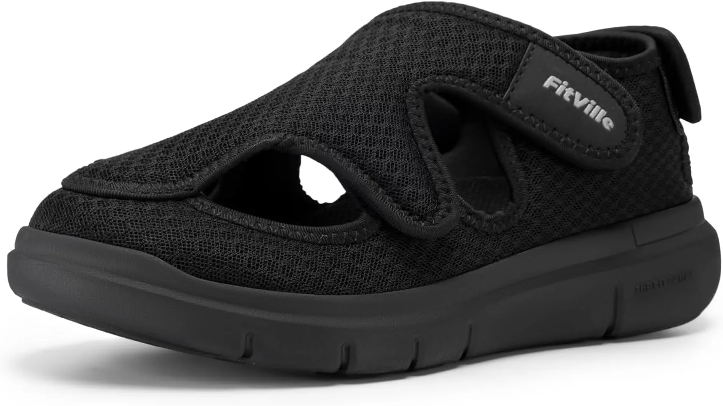FitVille Diabetic Sandals for Men Extra Wide Diabetic Shoes for Swollen Feet Walking Sandals for Elderly Foot Pain Relief for Plantar Fasciitis