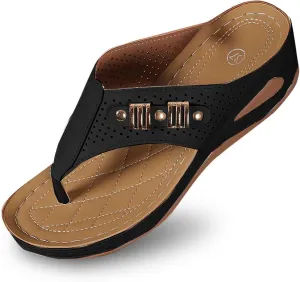 Flip Flops for Women Casual Wedge Slide Sandals T Strap Arch Support Sandals Summer Orthopedic Flip Flops
