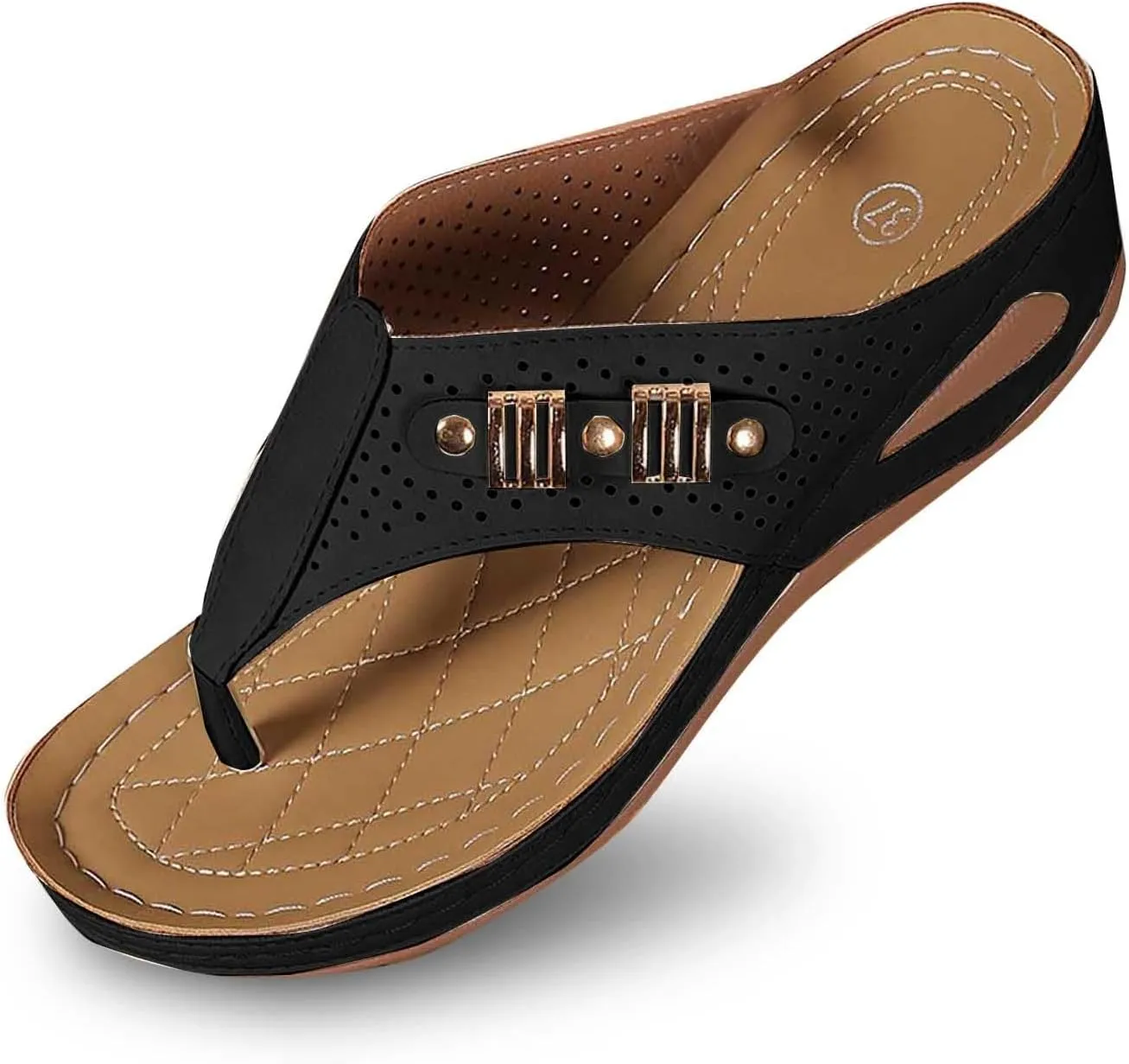 Flip Flops for Women Casual Wedge Slide Sandals T Strap Arch Support Sandals Summer Orthopedic Flip Flops