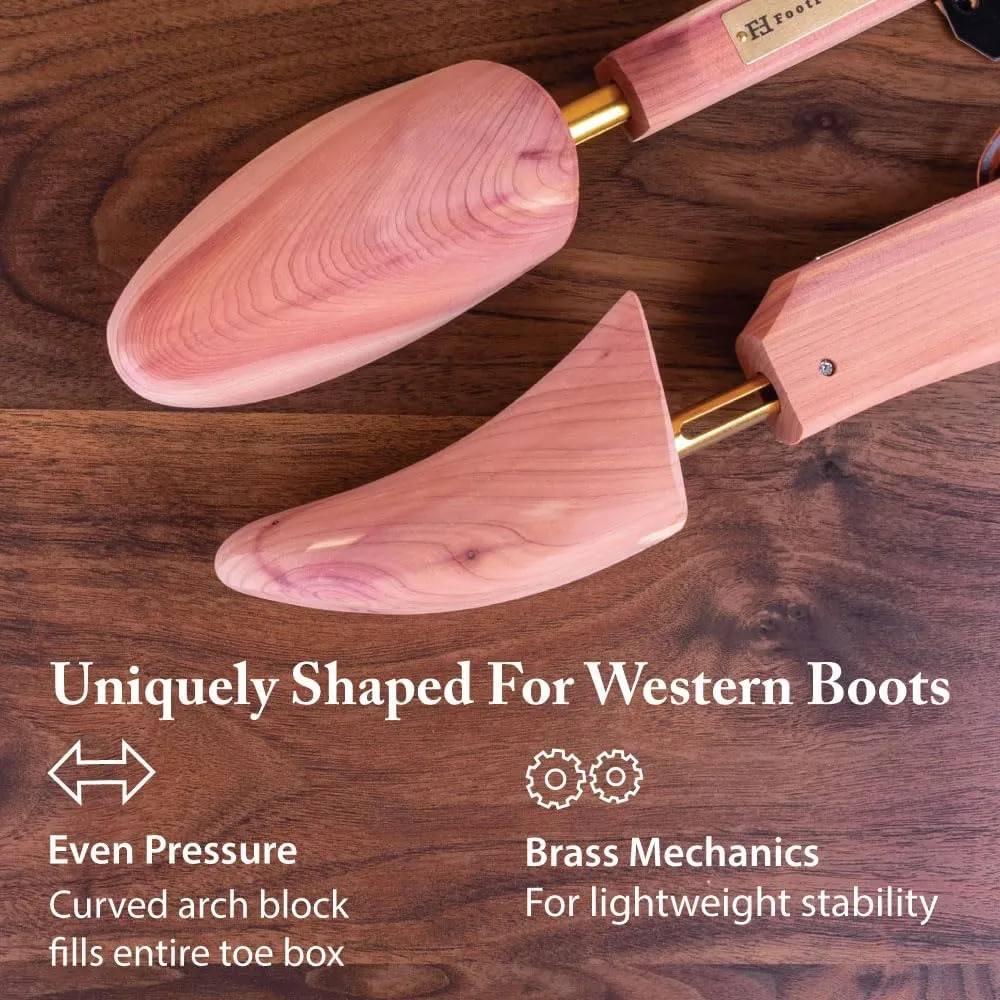FootFitter Western Cedar Boot Tree - Shoe Trees for Western Cowboy Style Men & Women Boots, Made From USA Grown Wood (2 PACK)
