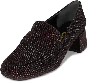 FSJ Women Classic Chunky Block Heel Pumps Round Closed Toe Rhinestone Loafers Slip On Mid Heel Ladies Girls Formal Business Wedding Shoes Size 4-15 US