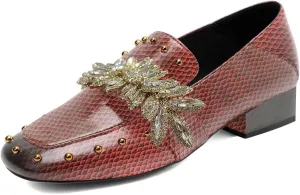 FSJ Women Dressy Shiny Crystal Decoration Loafers Square Toe Block Low Heel Slip On Studded Daily Casual Office Walking Shoes Size 4-15 US