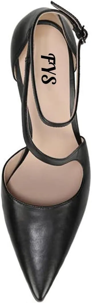 FYS Women Sexy Cross Strap Stiletto High Heel Ankle Strap Pumps Pointed Toe Sandals Dress Shoes for Ladies Bridal Dance Evening Prom Shoes Size 4-15 US
