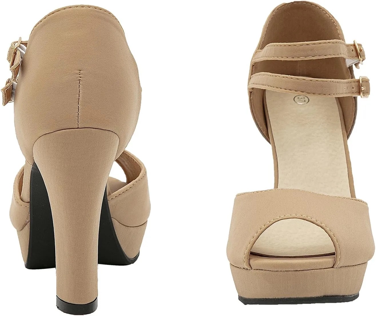 GATUXUS Women's Chunky High Heels Sandals Open Toe Platform Ankle Strappy Sandals Dress Shoes