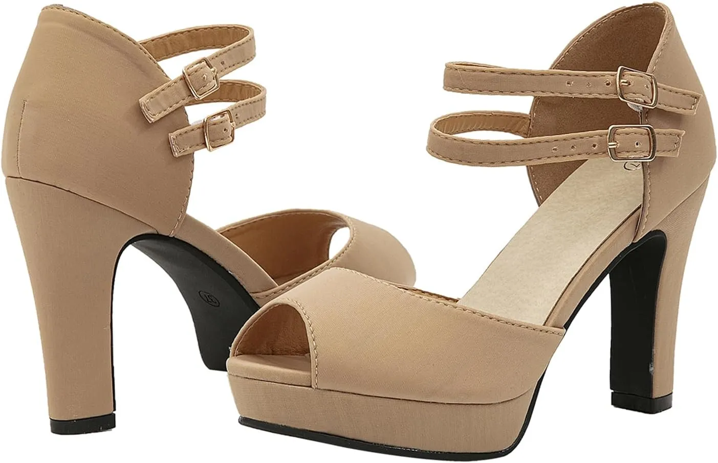 GATUXUS Women's Chunky High Heels Sandals Open Toe Platform Ankle Strappy Sandals Dress Shoes