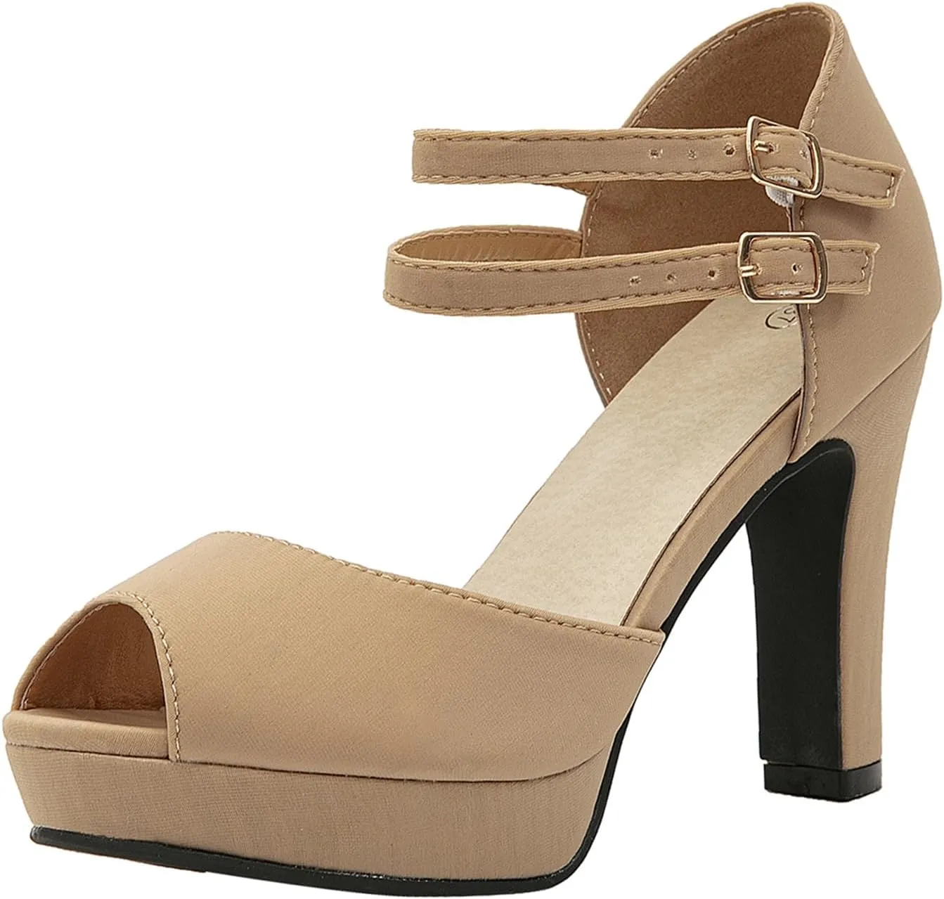 GATUXUS Women's Chunky High Heels Sandals Open Toe Platform Ankle Strappy Sandals Dress Shoes