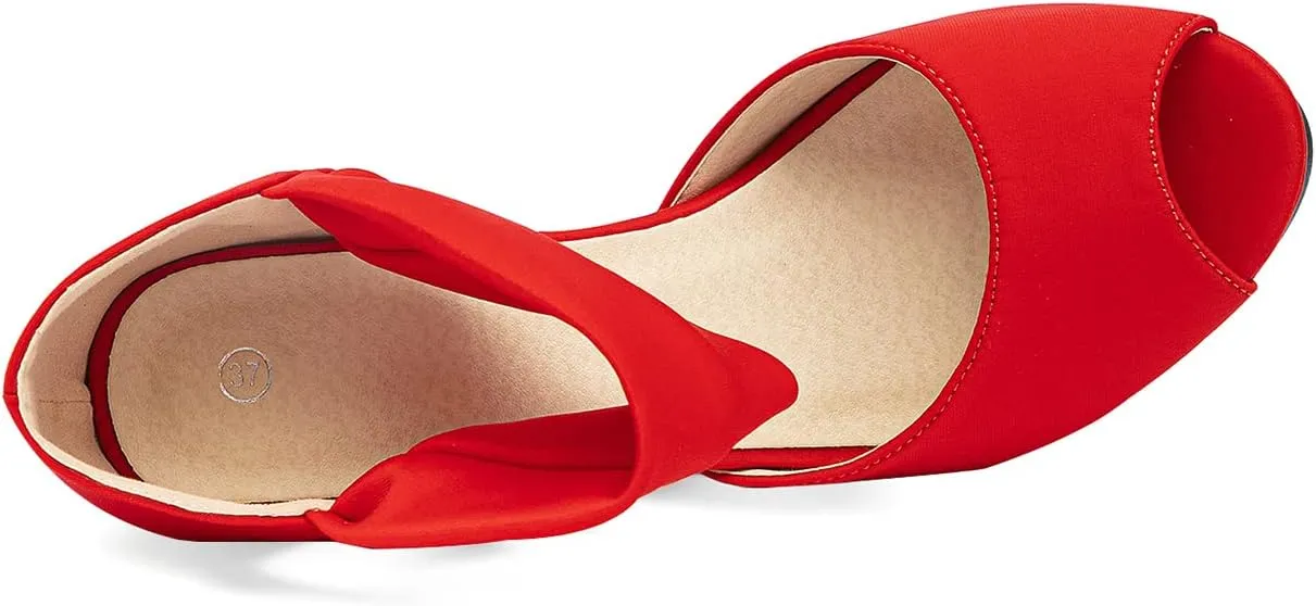 GATUXUS Women's Chunky High Heels Sandals Open Toe Platform Ankle Strappy Sandals Dress Shoes
