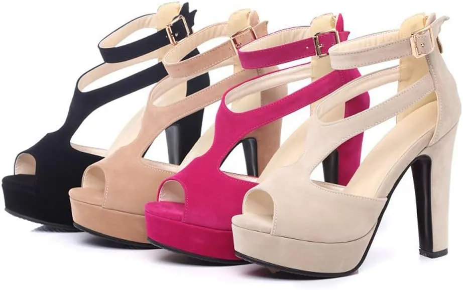 GATUXUS Women's Platform Chunky High Heels Sandals Open Toe Ankle Strap Sexy Dress Sandals Pumps Summer Shoes