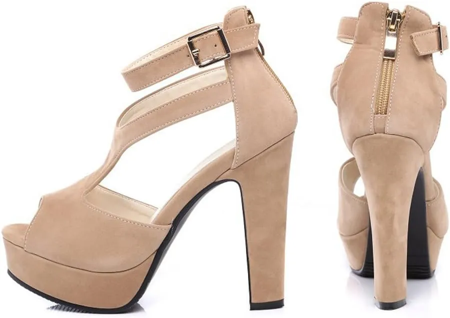 GATUXUS Women's Platform Chunky High Heels Sandals Open Toe Ankle Strap Sexy Dress Sandals Pumps Summer Shoes