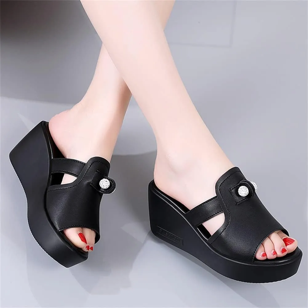 GEXECEUSS Womens Wedge Sandals Slope Heel Thick Bottom Slip On Slippers Non Slip Vintage Open Toe Sandals for Street Work School Beach