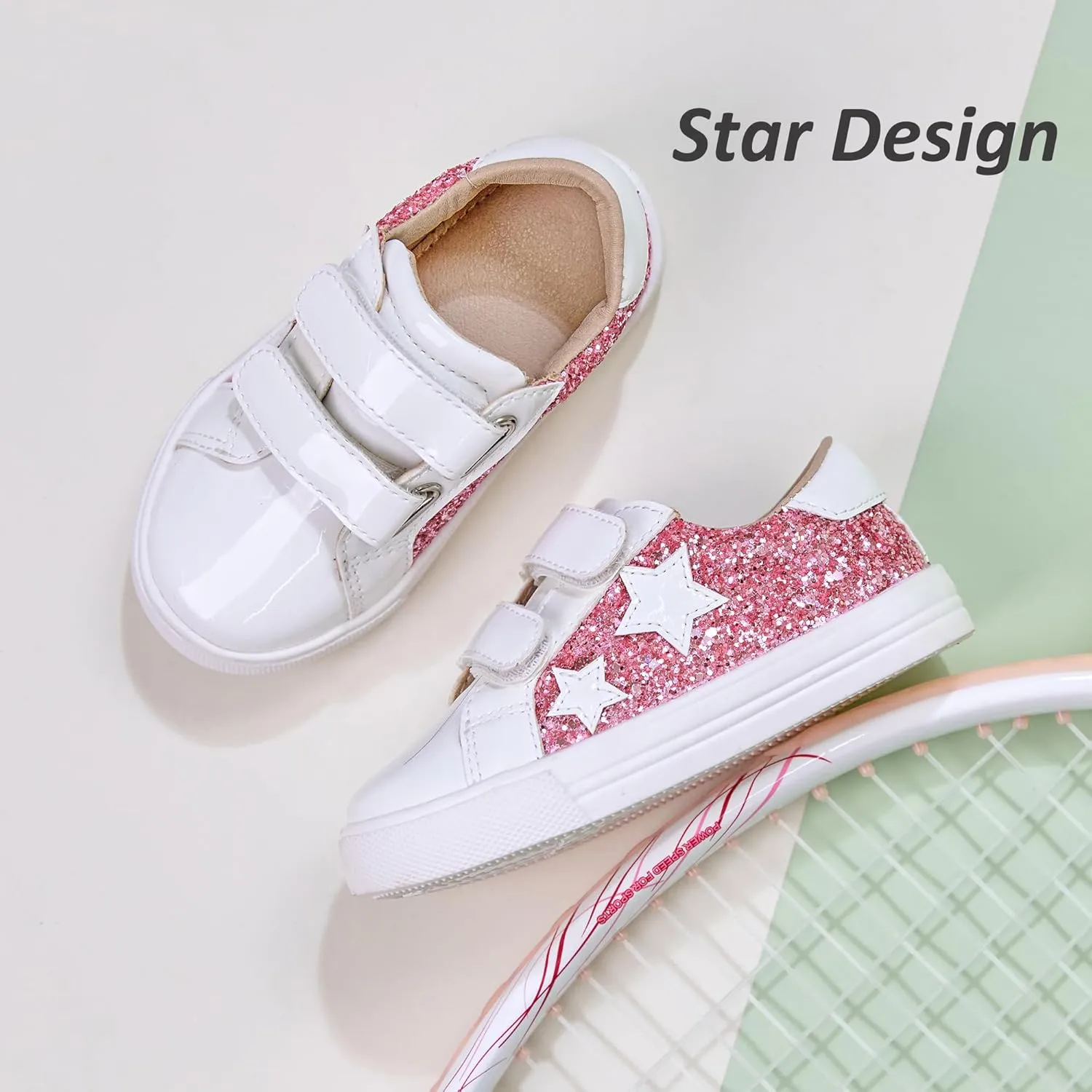 GINFIVE Toddler Girls Sneakers Little Girls Slip On Shoes School Sneakers Toddler