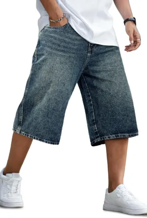 GINGTTO Mens Baggy Jean Shorts Loose Fit Long Denim Shorts Below Knee 15 Inch Inseam