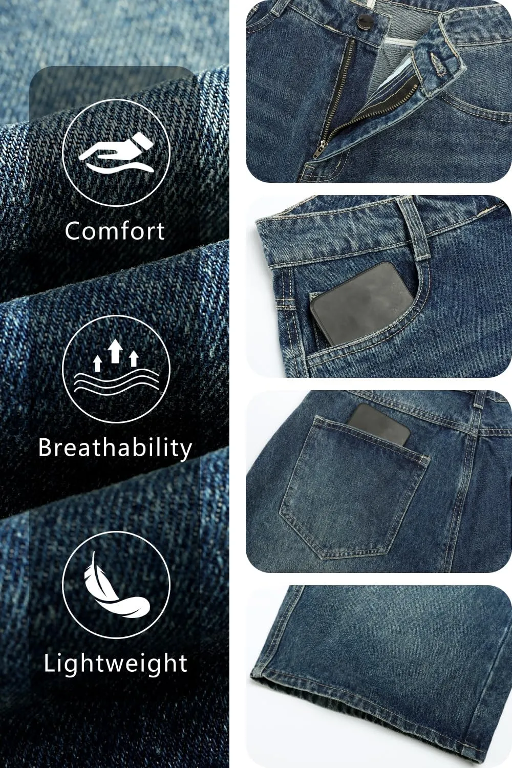 GINGTTO Mens Baggy Jean Shorts Loose Fit Long Denim Shorts Below Knee 15 Inch Inseam