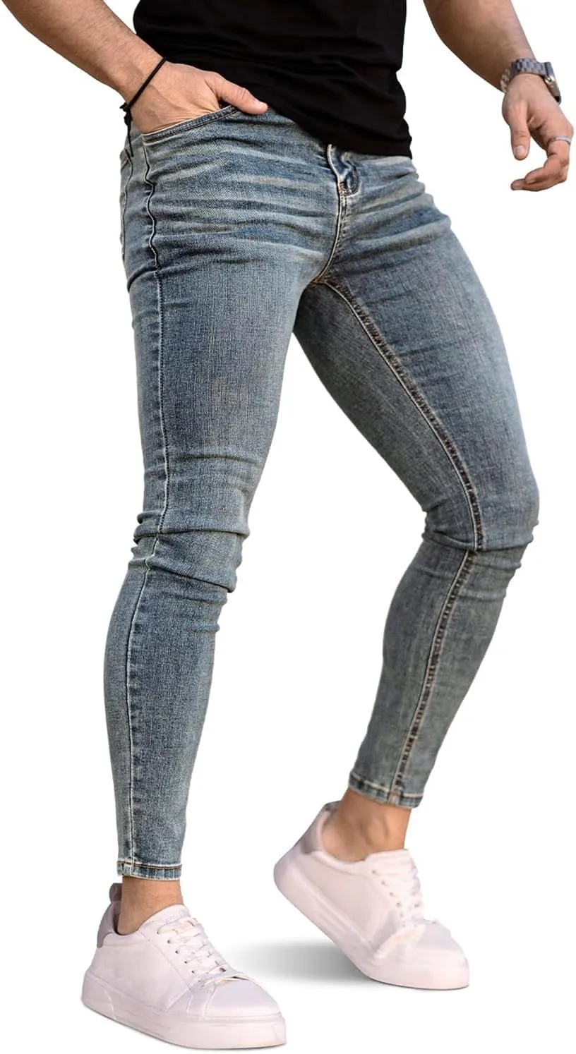 GINGTTO Men's Ripped Jeans Slim Fit Skinny Stretch Jeans Pants