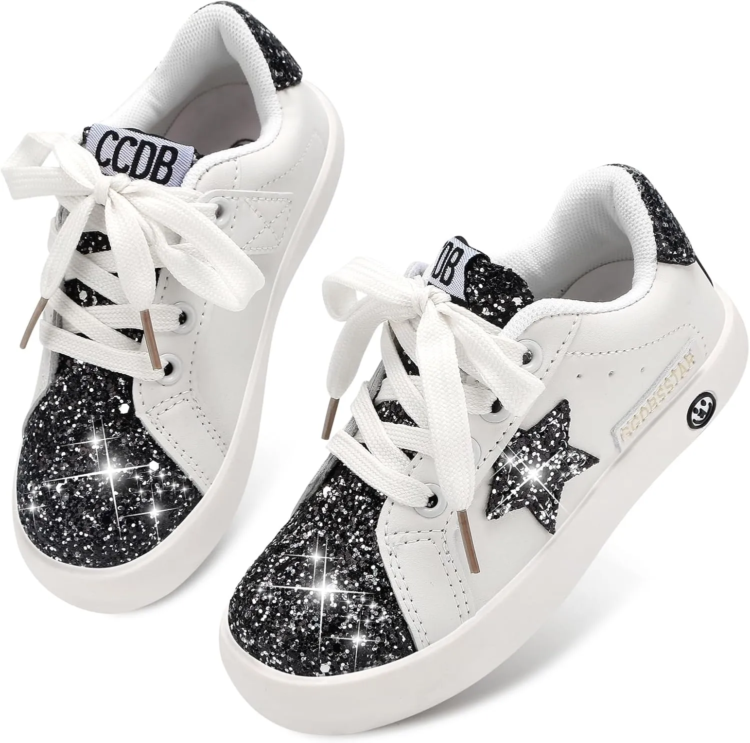 Girls Sneakers Glitter Tennis Shoes Lightweight Non-Slip Running Walking Shoes for Toddler/Little Kid/Big Kid