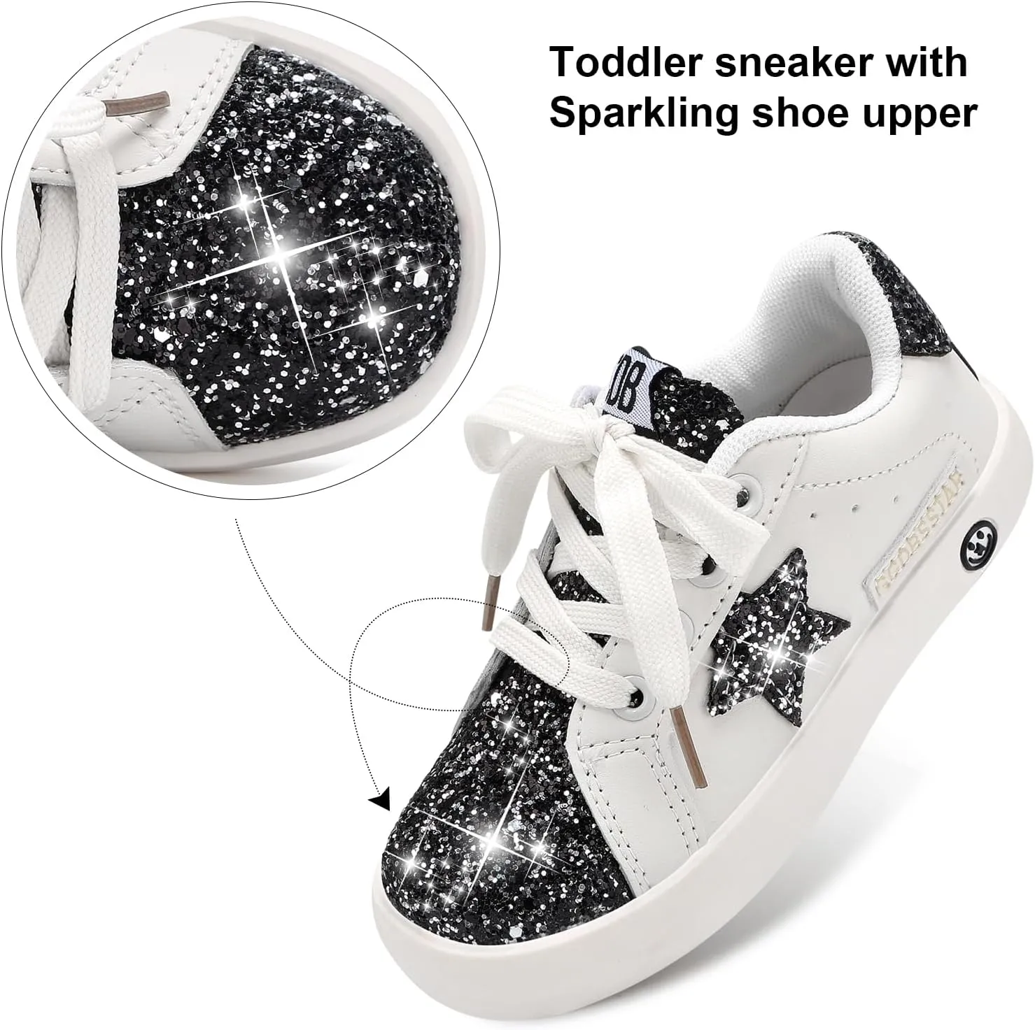 Girls Sneakers Glitter Tennis Shoes Lightweight Non-Slip Running Walking Shoes for Toddler/Little Kid/Big Kid