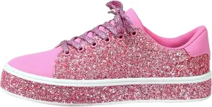 Glitter Sneakers for Women Women Glitter Sneakers Fashion Shiny Sparkle Sneakers Comfortable Lace Up Walking Shoes Cute