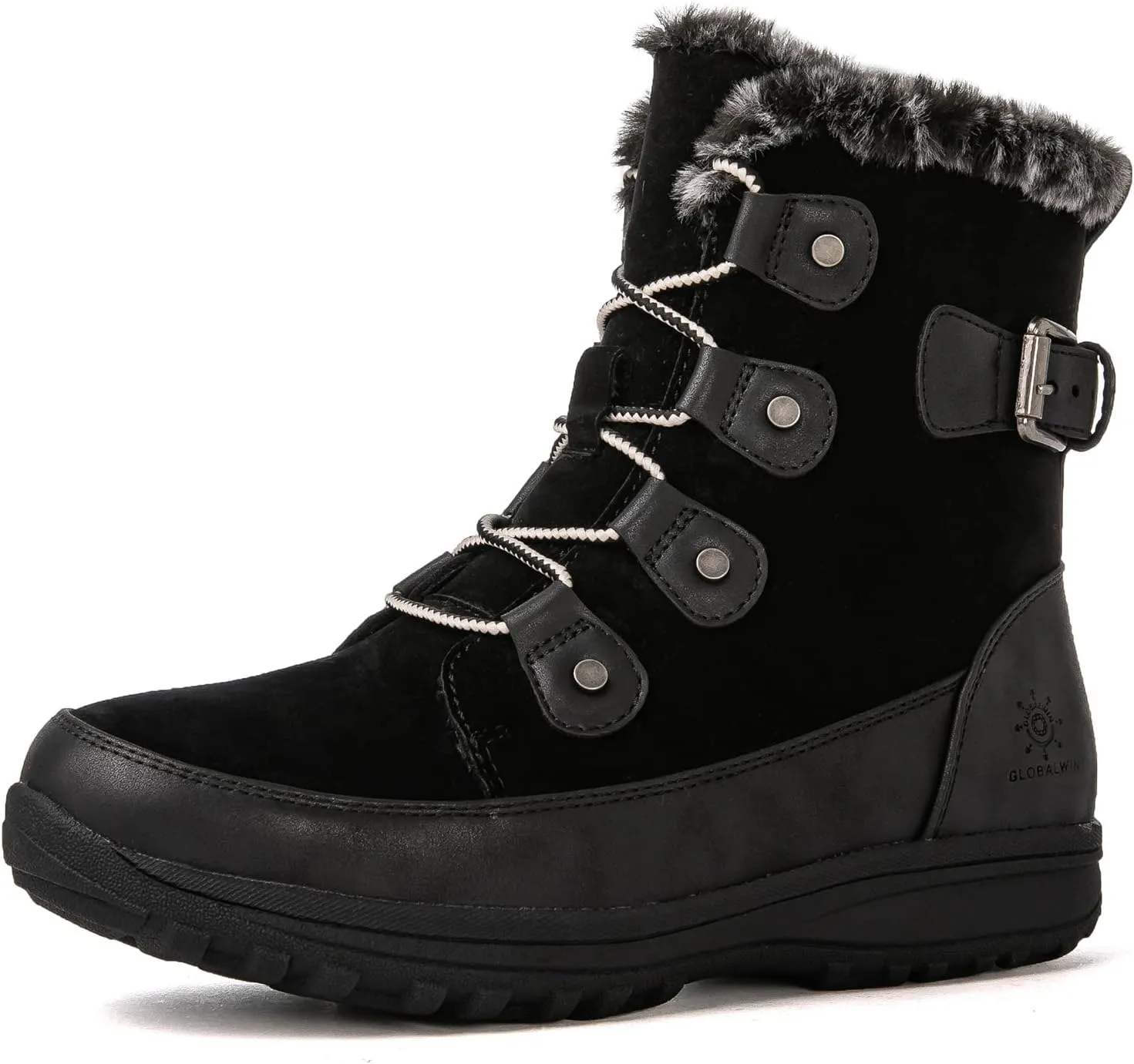 GLOBALWIN Women's Snow Boots Mid Calf Warm Winter Fashion Boots Comfortable Lace-UpWaterproof Boots Insulated Non-Slip Outdoor Shoes for Women