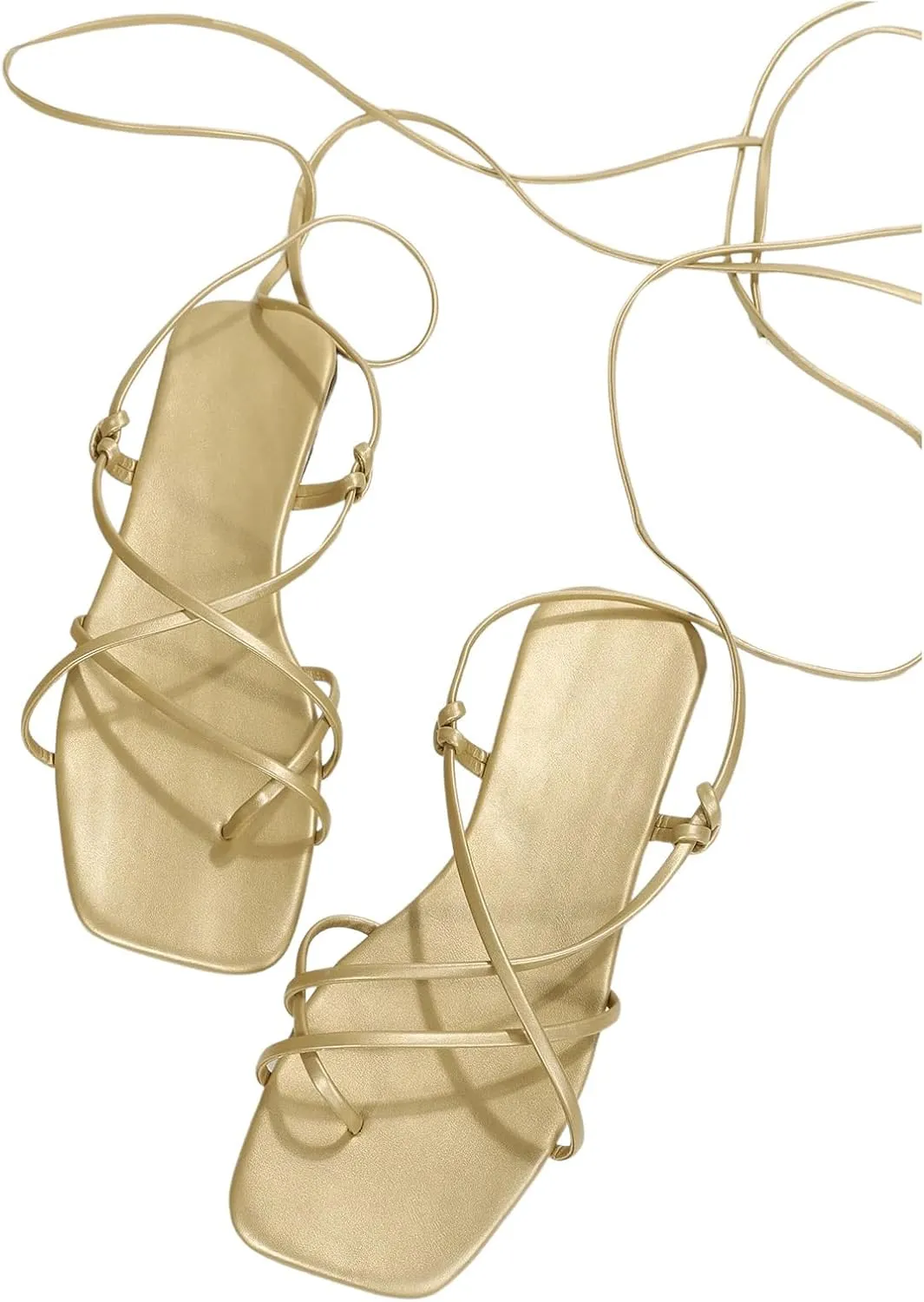GORGLITTER Women's Summer Strappy Beach Sandals For Women 2025 Leather Lace Up Shoes