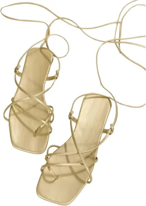 GORGLITTER Women's Summer Strappy Beach Sandals For Women 2025 Leather Lace Up Shoes