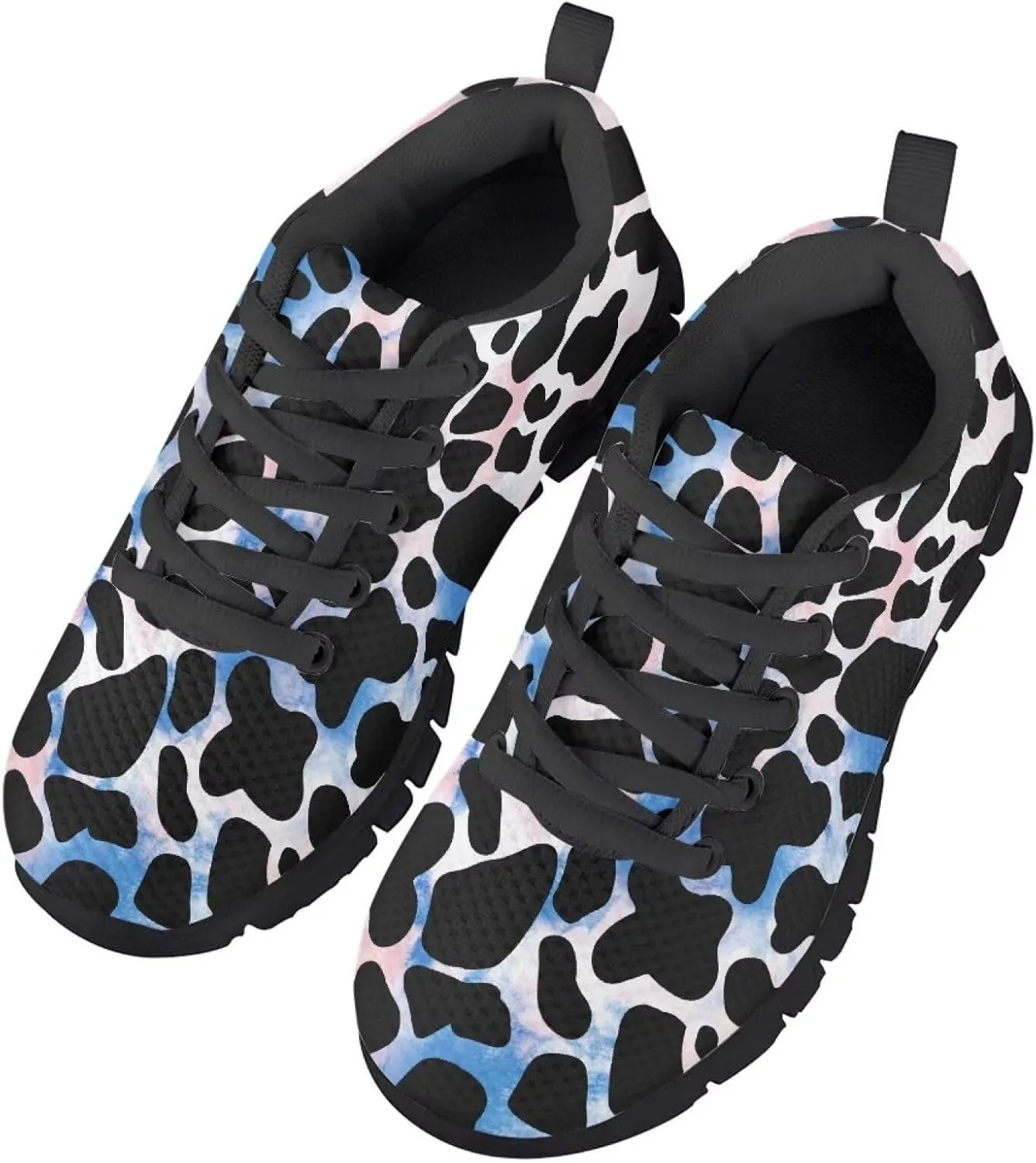 GOSTONG Unisex Kids Sneakers Stripe Leopard Breathable Cool Mesh Athletic Shoes Soft Non-Slip Running Sneakers for Little Kids 11 12 13 Big Kids 1 2 3 Black
