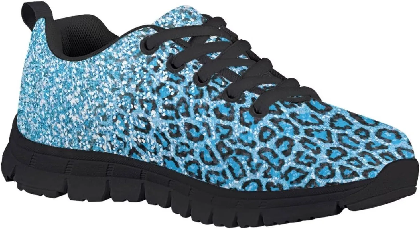 GOSTONG Unisex Kids Sneakers Stripe Leopard Breathable Cool Mesh Athletic Shoes Soft Non-Slip Running Sneakers for Little Kids 11 12 13 Big Kids 1 2 3 Black