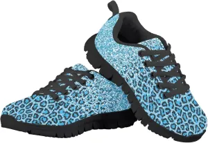 GOSTONG Unisex Kids Sneakers Stripe Leopard Breathable Cool Mesh Athletic Shoes Soft Non-Slip Running Sneakers for Little Kids 11 12 13 Big Kids 1 2 3 Black