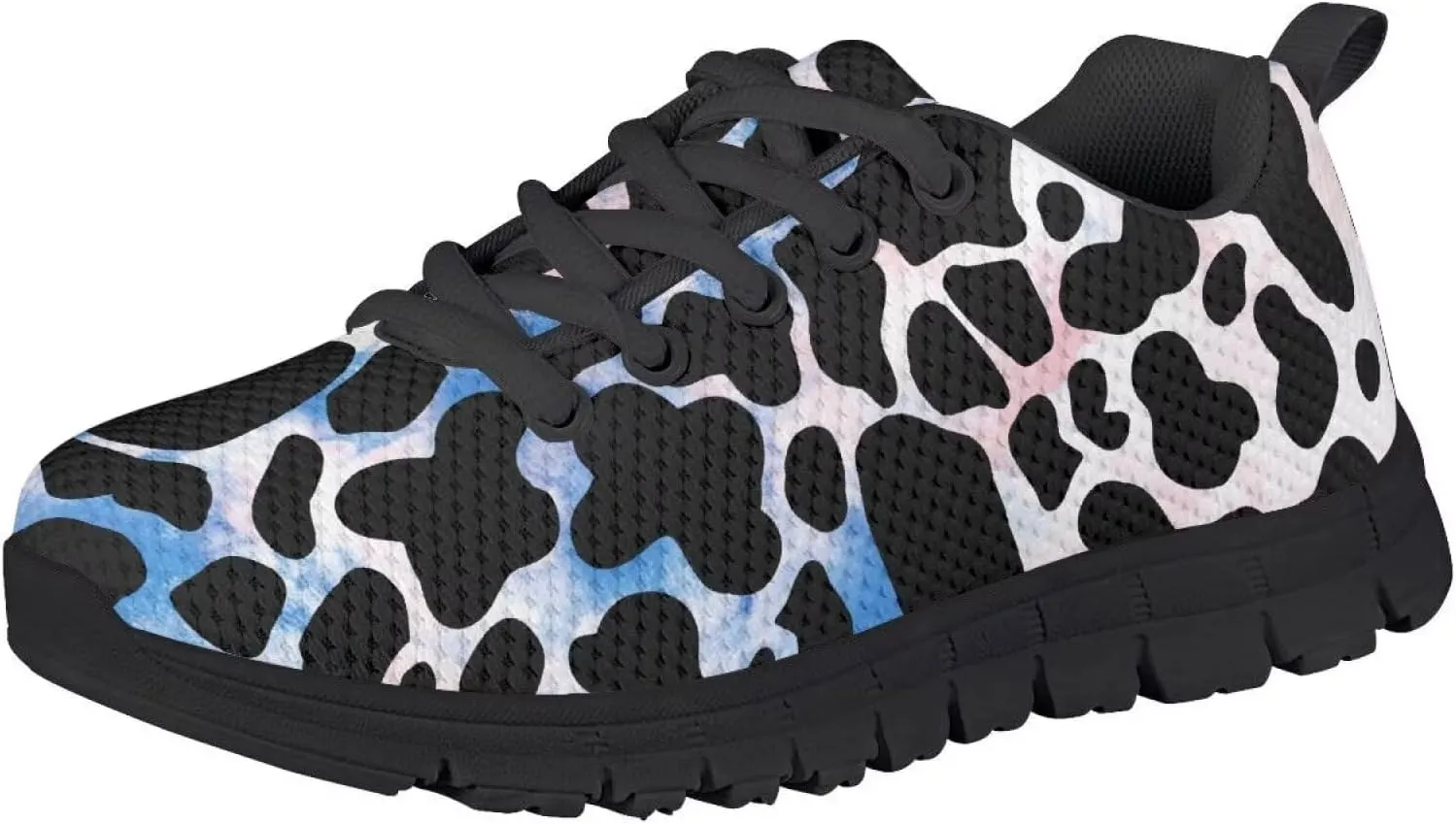 GOSTONG Unisex Kids Sneakers Stripe Leopard Breathable Cool Mesh Athletic Shoes Soft Non-Slip Running Sneakers for Little Kids 11 12 13 Big Kids 1 2 3 Black