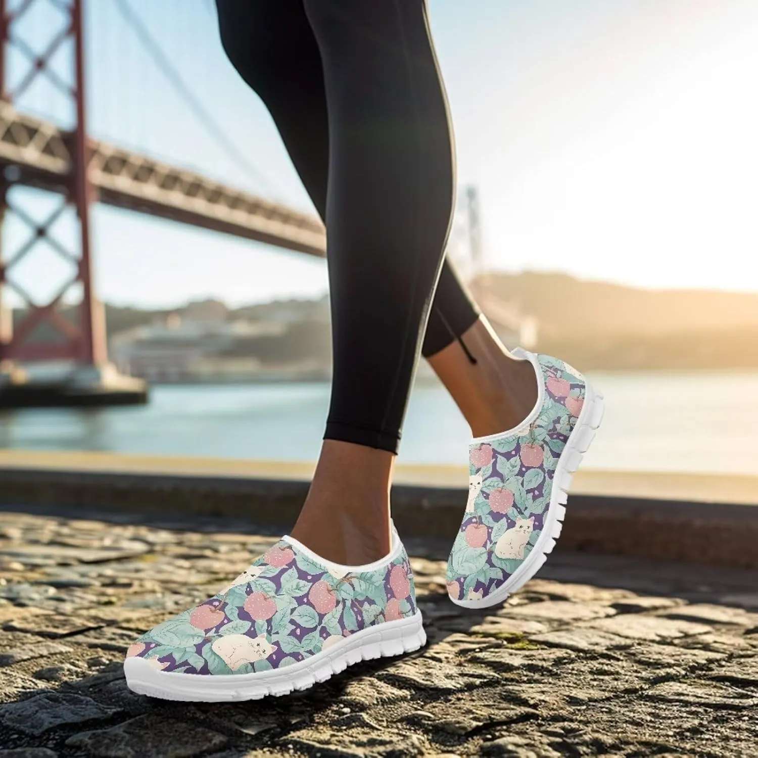 GOSTONG Womens Sneakers Breathable Mesh Fall Athletic Shoes Lightweight Non Slip Outdoor Gym Running Shoes White US 5.5-11.5