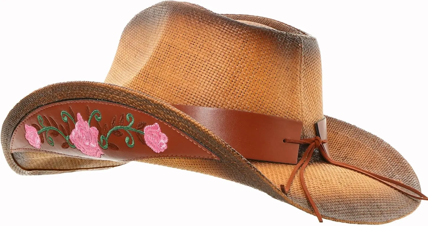 grinderPUNCH Western Outback Cowboy Hat Men's Women's Style Classic Straw Western Cowgirl Hat