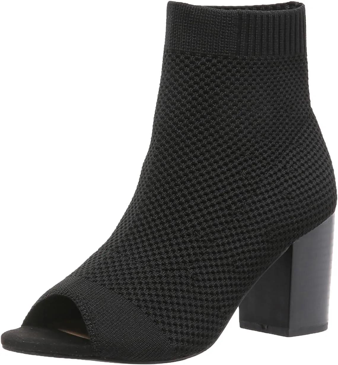 GUNIYIFS Chunky Block High Heels Sandals for Women Knit Pointed Toe Peep Toe Heeled Booties Dress Shoes Summer Sock Booties