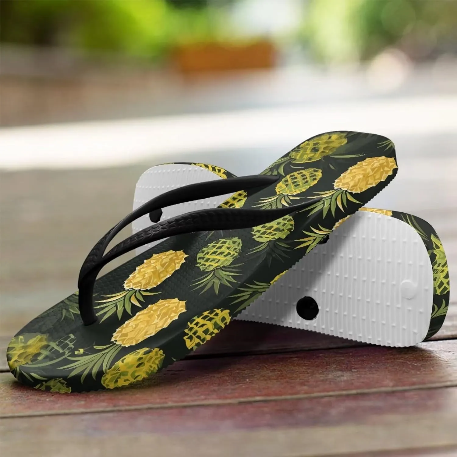 Hawaii Fruit Flip Flops Yoga Sandals for Women Memory Foam Footbed Summer Slippers Non Slip Beach Rubber Shower Shoes Outdoor Indoor Slipper Shoe