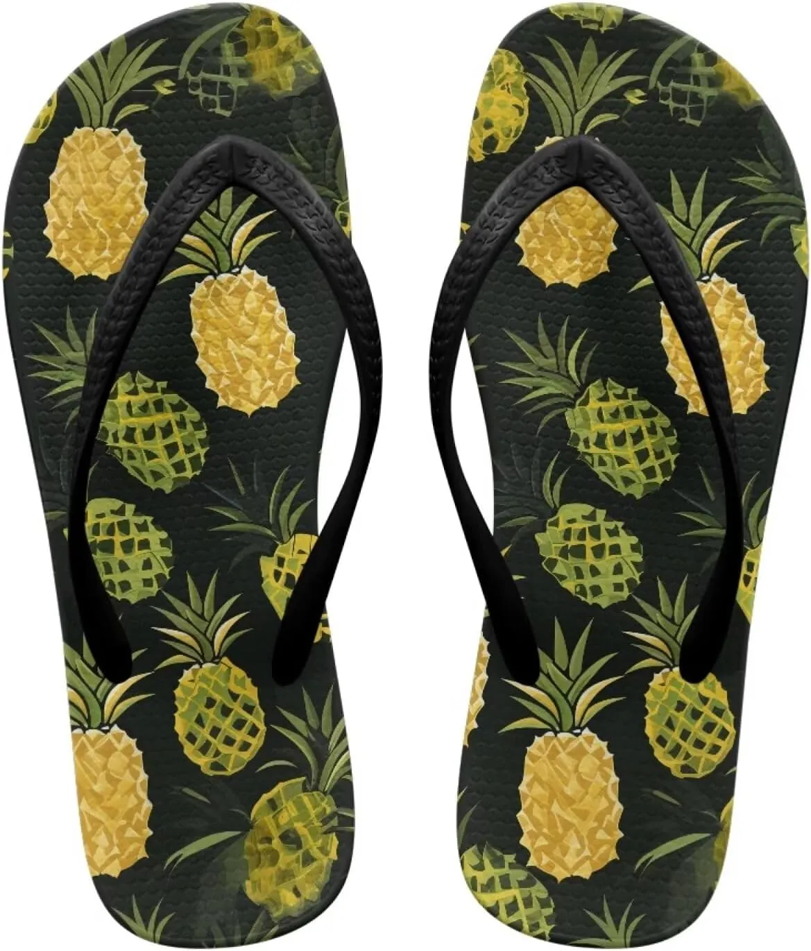 Hawaii Fruit Flip Flops Yoga Sandals for Women Memory Foam Footbed Summer Slippers Non Slip Beach Rubber Shower Shoes Outdoor Indoor Slipper Shoe