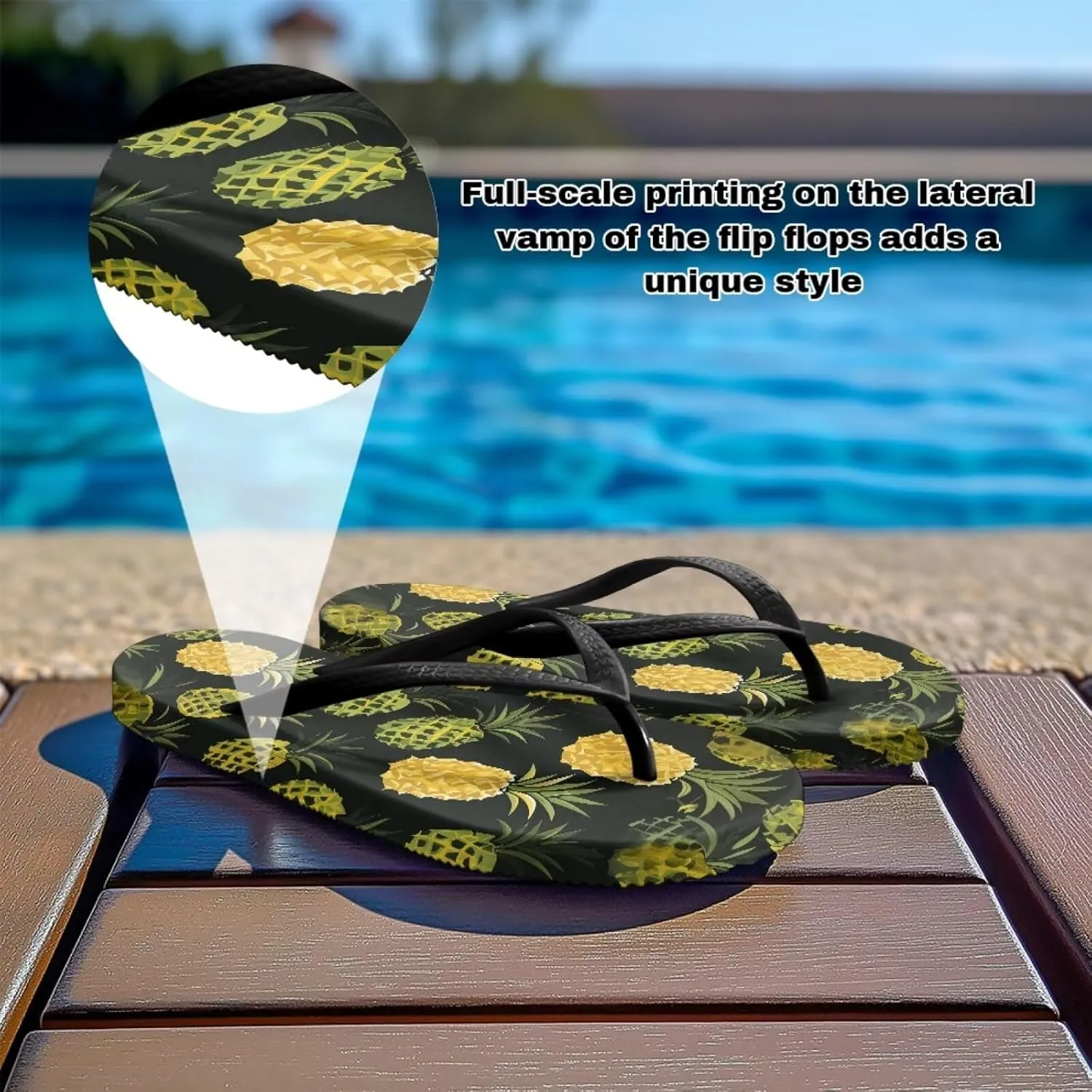 Hawaii Fruit Flip Flops Yoga Sandals for Women Memory Foam Footbed Summer Slippers Non Slip Beach Rubber Shower Shoes Outdoor Indoor Slipper Shoe