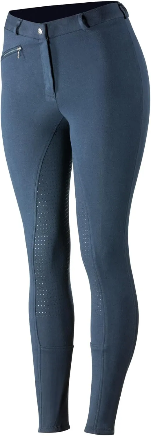 HORZE Active Women's Horse Riding Silicone Grip Full Seat Breeches | Midrise Waist with Front Pocket