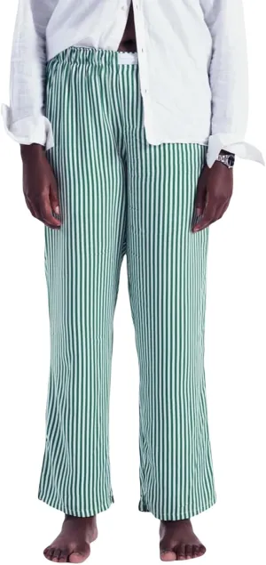HOXIJIA Women Casual Striped Print Long Pants Elastic High Waist Loose Fit Straight Wide Leg Trousers Y2K Streetwear