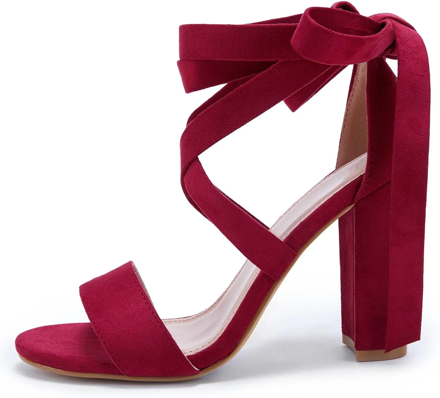 Huiyuzhi Womens Strappy Heels Lace up High Heeled Sandals Chunky Block Ankle Tie Pumps Dress Party Shoes