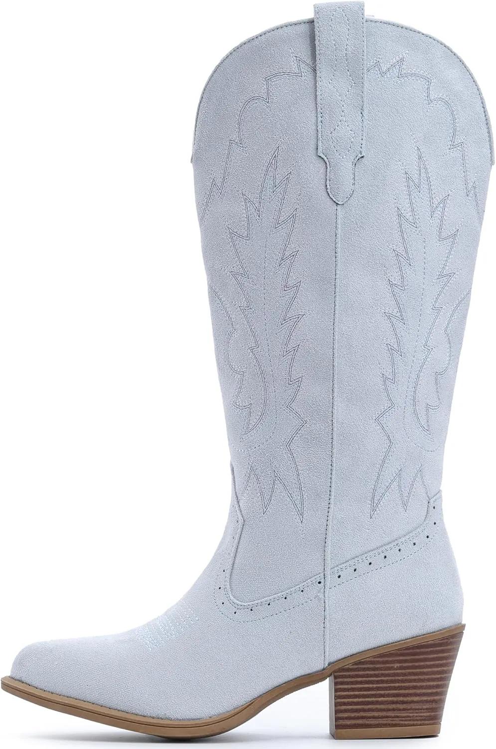 IUV Suede Cowboy Boots for women- Western Pointed Toe, Mid Calf Pull-On Boots
