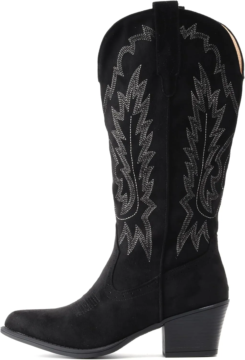 IUV Suede Cowboy Boots for women- Western Pointed Toe, Mid Calf Pull-On Boots