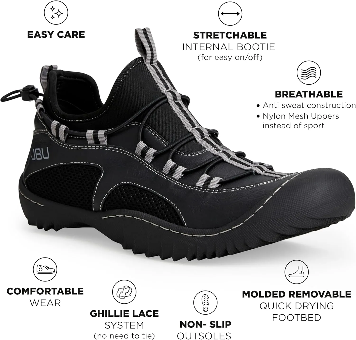 Jambu Unisex-Adult Tex Men Black Sneakers All-Terra Outsoles for Traction, Weather-Tough Uppers