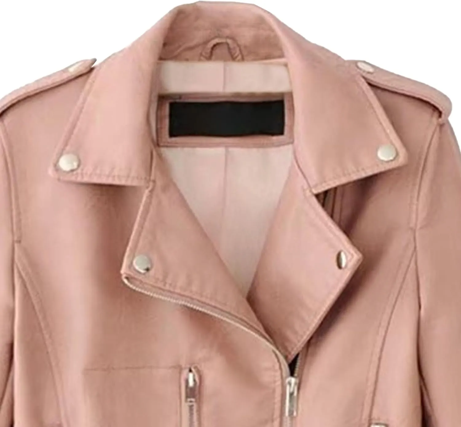 JEKE-DG Women's Washed Cropped Faux Leather Coat Slim Fit Lapel Fashion Coat Jacket Open Front Motorcycle Fall Coats