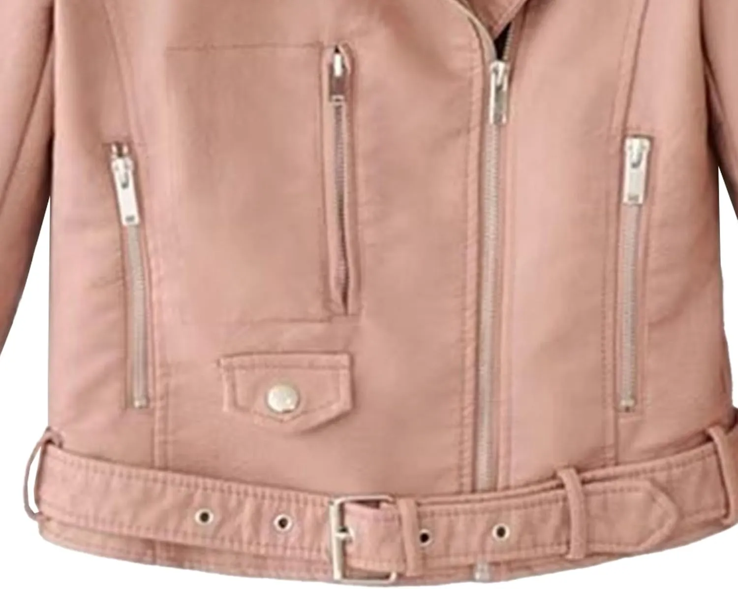 JEKE-DG Women's Washed Cropped Faux Leather Coat Slim Fit Lapel Fashion Coat Jacket Open Front Motorcycle Fall Coats