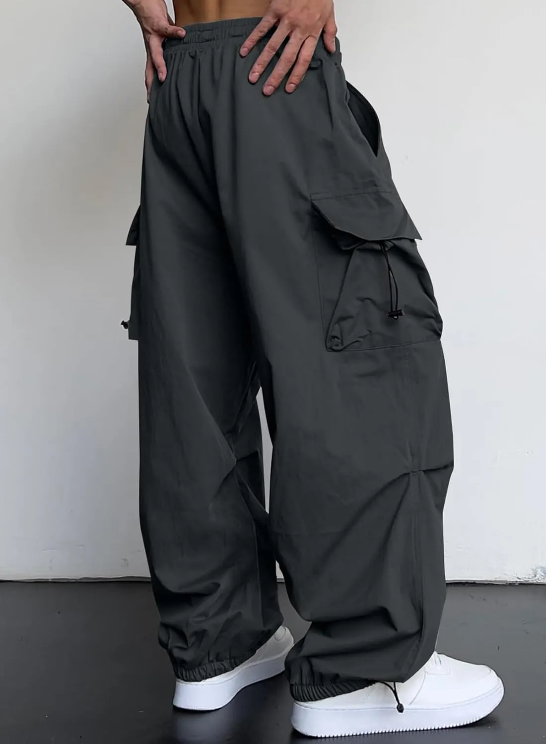 JMIERR Men's Baggy Cargo Pants Trendy Casual Parachute Pant Loose Fit Harem Joggers with Pockets for Streetwear