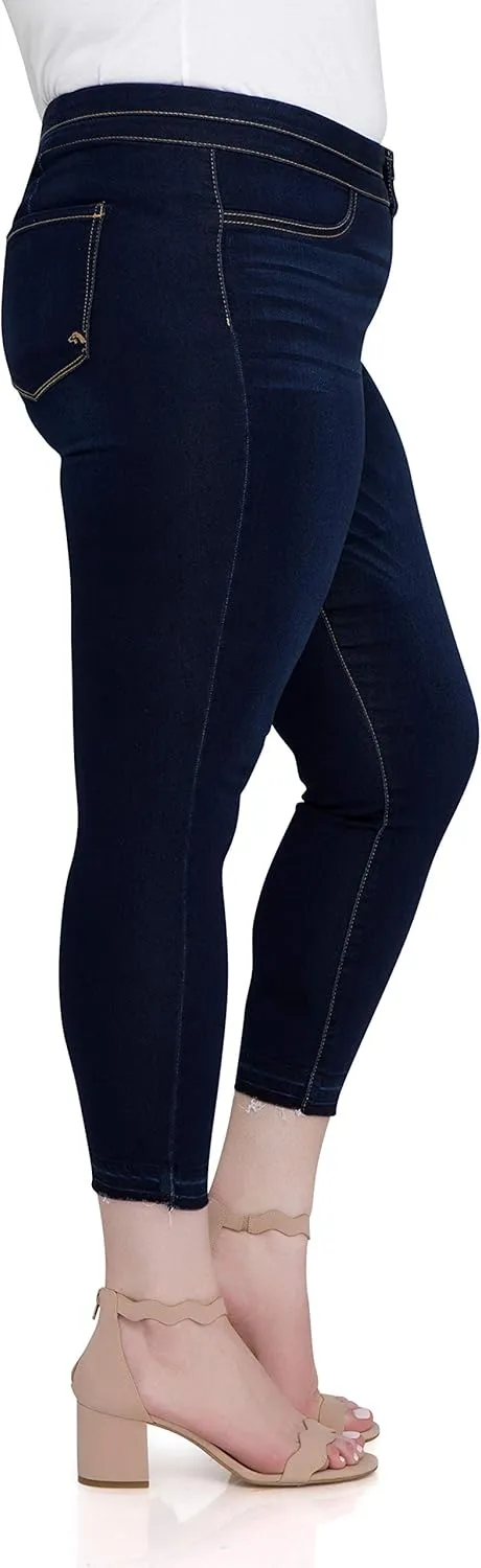 Jordache Women's Plus Double Stack Ankle Jean Jeggings, Plus Fit (Dark Enzyme Wash)